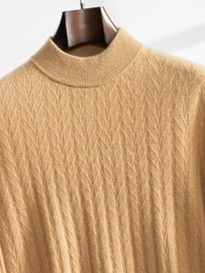 Soft Cashmere Knitted Sweater Mens Loose Fit Half High Collar Woolen Sweater Autumn Winter New Arrival Pure Color Business Casual