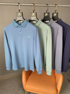 Exquisite Letters Embroider! Washed Pearl Cotton! Spring Men Business Casual Lapels Long Sleeves Polo Shirt