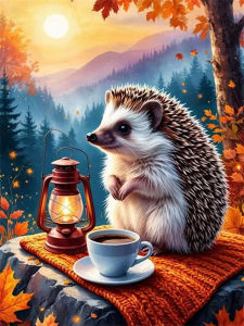 Huacan New Arrivals 2026 Diamond Painting Hedgehog Fall Diamond Mosaic Landscape Animal Complete Kit Home Decoration