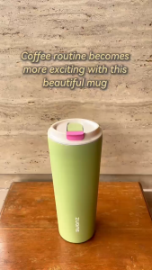 SWANZ Straw Sip Mug 700ml - Thermal Flask Travel Mug Vacuum Insulated Ceramic Tumbler Thermos Water Bottle