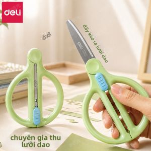 deli | Portable Safe Rounded Head Scissors Stainless Steel