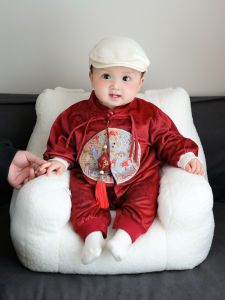 Chinese Style Newborn Long Sleeve Onesie Birthday Suit