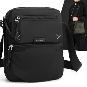 New Vertical Mens Shoulder Bag Simple Commuter Large Capacity Outdoor Travel Crossbody Bag Casual Nylon Solid Color Bag