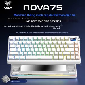 AULA | Bàn Phím Cơ Chơi Game AULA Nova75 Bố Cục Nhỏ Gọn 75% Không Dây Ba Chế Độ Hot Swap Màn Hình Thông Minh Với Núm Xoay Hiệu Ứng Đèn RGB