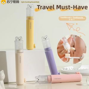 Portable Travel Foldable Toothbrush And Toothpaste Set Soft Bristle One Piece Independent Packaging Multifunctional Adult Toothbrush Kit