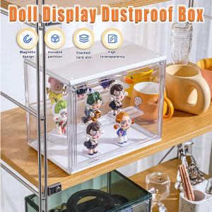 Acrylic Display Case Blind Box Storage Organizer Stackable Show Case with Magnetic Door Front Drop Dustproof Doll Stand Case Display Rack for Pop Mart Figures Garage Kits Lego Collectibles Toys
