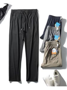 Ice Silk Mens Casual Pants Summer New Style Quick Dry Breathable Loose Straight Leg Sport Leisure Trousers Fashionable