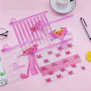 GYN Zipper Pouch A5 Transparant Motif Pink Panther /Tempat Alat Tulis Multifungsi Bag Lucu Imut