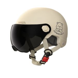 หมวกกันน็อคสุดเท่สำหรับผู้ชายและผู้หญิง หมวกกันน็อคแบบครึ่งหน้าสำหรับรถจักรยานยนต์ไฟฟ้า หมวกกันน็อคแบบฤดูร้อนที่ใช้ได้ตลอดปี หมวกกันน็อคแบบสามเหลี่ยม