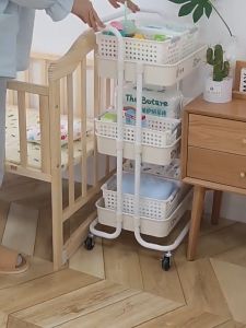 2025 Baby Trolley Cart Organizer: A 3-Tier Carbon Steel Utility Cart