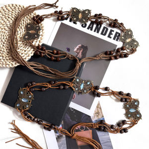 INS Super Popular Bohemia Ethnic Style Woven Belt Womens Retro Tassel Butterfly Waist Chain Decorative Skirt Belt