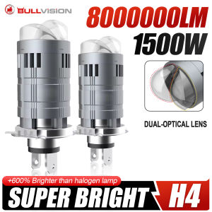 1/2Pcs Projector H4 Lens LED Car Headlight Bulb Mini Bi LED 8000000LM 1500W CANBUS Turbo Auto Motorcycle Bulbs H4 High Low Light