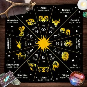 VIKAMA 4/6/8/10-Piece Tarot Tablecloth Sun Star Mystic Altar Cloth Rune Witchcraft Astrology Oracle Card Mat Home Decor