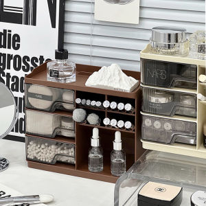 Large Capacity Cosmetic Storage Box Desktop Makeup Desk Skincare Lipstick Perfume Organizer Rack Dustproof Rectangular Box