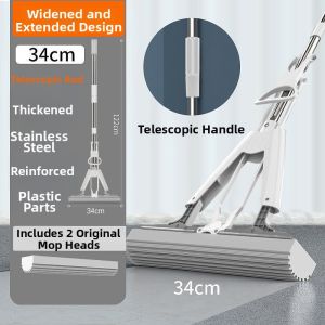 ZHUOLESHI | Lazy House Cleaning Mop with Roll for Absorbing and Squeezing Water