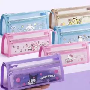 Nylon Double Zipper Pen Bag: Large Capacity Stationery Storage
