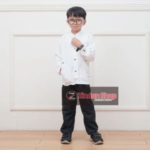 Baju Koko Anak Jasko Warna Putih Lengan Panjang