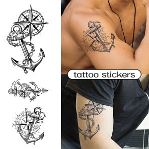 2pic Temporary Waterproof Geometric Pattern Tattoo With 3 Boat Anchor Pointers Lasting For 1To 2WeeksFor arm and neck