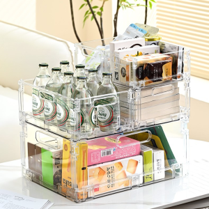 Folding Large Bins Stackable Storage Bins Collapsible Stackable Organizer with Handle Picnic Basket