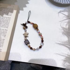 Moonstone Crystal Handmade Natural Stone Beaded Lanyard Anti-lost Cell Phone Wrist Strap Hanging Mobile Phone Charms Keychain