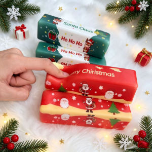 Christmas Theme Slow Rising Squishy Toy Realistic Butter Bar Squeeze Fidget Toy Soft Stress Relief Decompression Sensory Toy Kids Christmas Party Gift