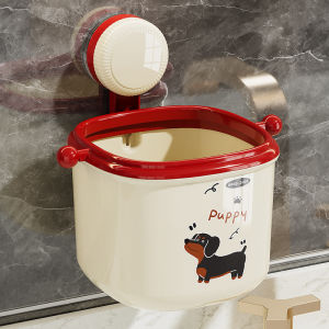 Suction Cup Wall Mounted Mini Trash Can Bathroom Waste Face Towel Storage High Aesthetic Value Desktop Storage Paper Basket