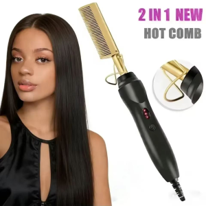 DUTRIEUX | 2 in 1 Electric Hot Heating Comb Hair Straightener Curler Wet Dry Hair Iron Straightening Brush Hair Styling Tool
