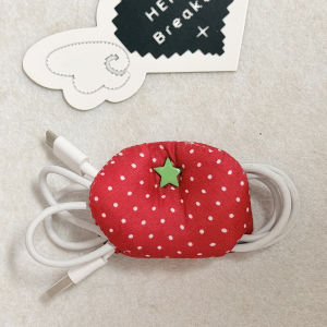 Cute Cable Organizer Red Tomato/Star Design Cable Winding Holder for Earphones Chargers Portable Daily Use for Women and Girls