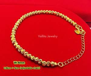 [VJ]Cop916 Bracelet "Beads" W:3mm-6mm Bracelet 999.9 Gold Plated [Rantai Tangan Biji Boba]