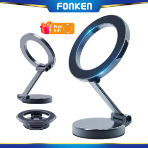 FONKEN ที่วางโทรศัพท์ในรถ MagSafe ติดตั้งรถยนต์แม่เหล็ก ° 360ปรับระดับได้พับเก็บได้สำหรับ iPhone 16 15