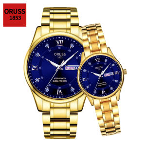 ORUSS Couple watches Top brand classic fashion original quartz wrist watches Waterproof night light date week