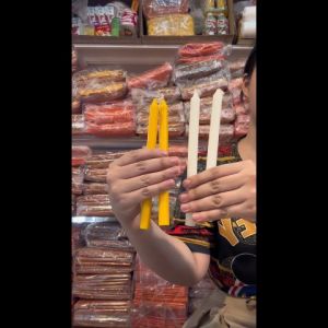 เทียนหน้าพระ เทียนกล่องคู่เบอร์ 8x2 สีขาว เหลือง