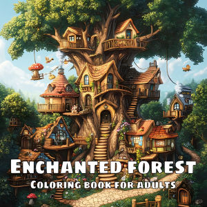 ENCHANTED FOREST Adult Coloring Book Realistic Scenic Landscape Patterns Stress Relief Relaxation Creative Drawing Art Book