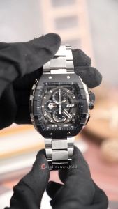 Jam Tangan Pria Expedition Chronograph EXP EX 6782 MCBTBBASL Black Dial Silver Stainless Steel Strap