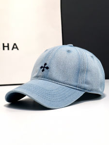 หมวกเบสบอลลายครอสส์สไตล์เกาหลีสำหรับผู้หญิง หมวกเบสบอลผ้าเดนิมแบบอเนกประสงค์ ทรงเข้ารูป หมวกฤดูใบไม้ผลิ ฤดูใบไม้ร่วง ฤดูหนาว หมวกสำหรับทุกเพศ