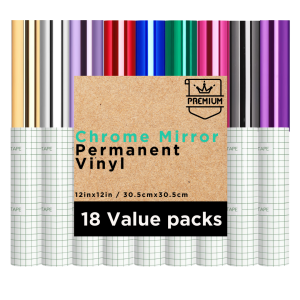 12inx12in Metallic Vinyl Permanent Adhesive Vinyl for Cricut Machine Mirror Metallic Permanent Vinyl Sheets for Decoration