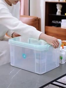 MEILKEA Transparent First Aid Box: A Large Capacity Medicine Box for Household Medical Storage