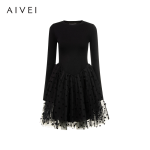 AIVEI | Winter Ballet Fairy Style 3D Dots Dress