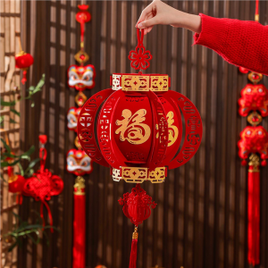 MONLEYTA | Large Red Lantern New Year Decoration Indoor Living Room Decor Traditional Style Silk Material Non-Luminous Medium Size For 2025 Lantern Festival