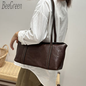 BeeGreen Women Genuine Leather Shoulder Bag Plain Elegant Underarm Bag High Quality Commuter Bag Fashion Pillow Bag