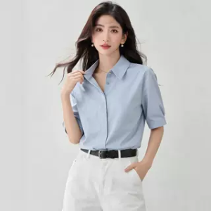puella | French Minimalist White Short Sleeve Shirt