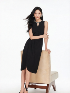 Vero Moda | Side Slit Pleated Beaded Elegant Sleeveless Midi Dress for Summer