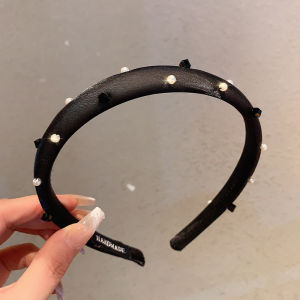 K-style Beads High Skull Top Elegant Black Hair Hoop 2024 New Arrival Hair Clip Headdress Minimalist Fashion All-Match Headband