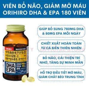 Viên uống bổ não DHA và EPA Orihiro 180 viên Nhật Bản