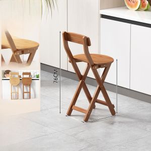 Foldable High Chair Stool Portable Bar No Installation Backrest Kitchen Seat Modern Simple Bamboo Bar Stool Home Use