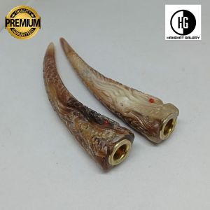 once pipa sedotan tanduk kerbau bule ukir naga h306