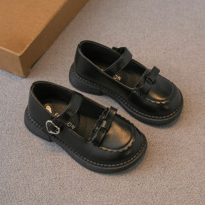 Princess Style Soft Bottom Kids Shoes Spring Autumn Casual Bean Bean Girls Shoes Leather Patchwork round Head TPR Outsole