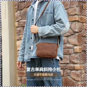กระเป๋าสะพาย กระเป๋าสะพายผู้ชาย Vintage Shoulder Crossbody Small Bag Practicality Genuine Leather
