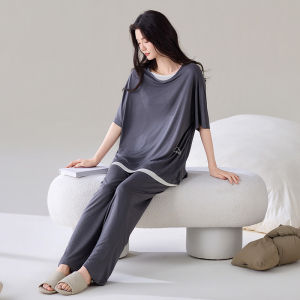 Yuzhaolin | Breathable Short Sleeve Long-style Summer New Sleepwear Set