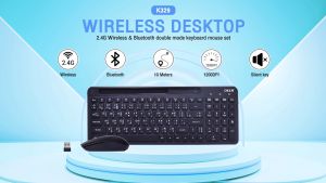 มาใหม่🚀ส่งเร็ว🚀 K329 OKER KEYBOARD MOUSE SET WIRELESS DESKTOP DOUBLE MODE Bluetooth Wireless 2.4G คีย์บอร์ด เมาส์ ไร้สาย Ker Keyboard - Lazada